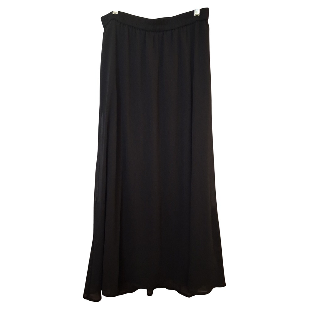 Old Navy Womens Black Chiffon Maxi Skirt Elastic Waist Size Medium